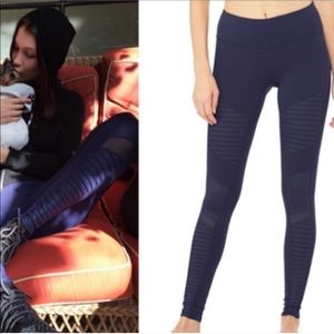 Alo Navy High-Waist Moto Legging